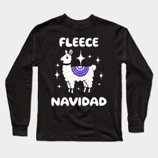 Festive Llama - Fleece Navidad Long Sleeve T-Shirt